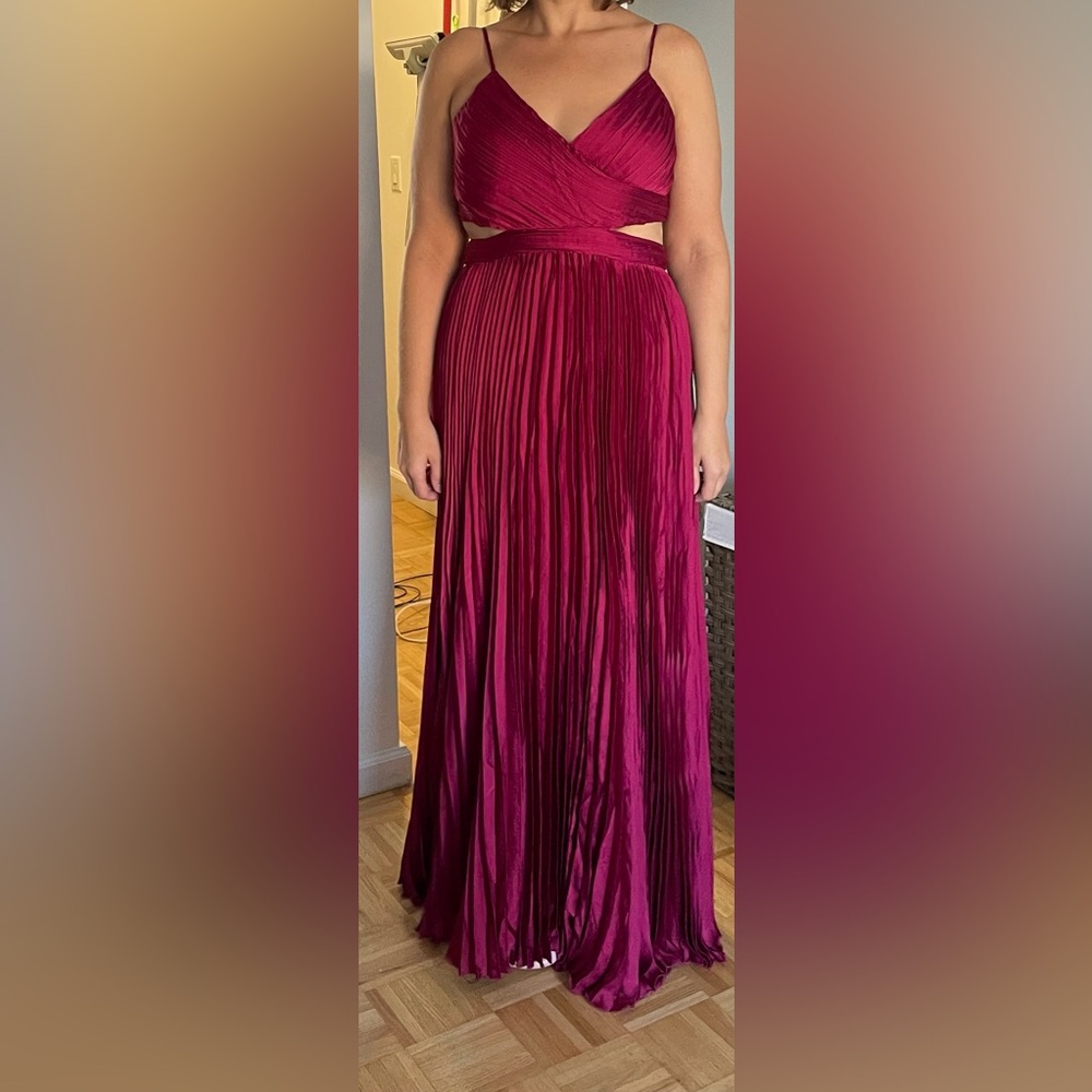 Floor Length Pleated Magenta Revolve Dress